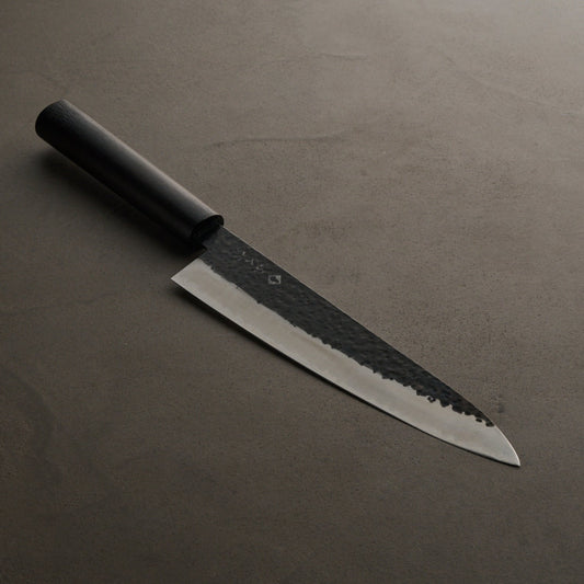 Fukube Blacksmith | Black-finished Chef's Knife | 210mm | Black Lacquer Handle | VG10