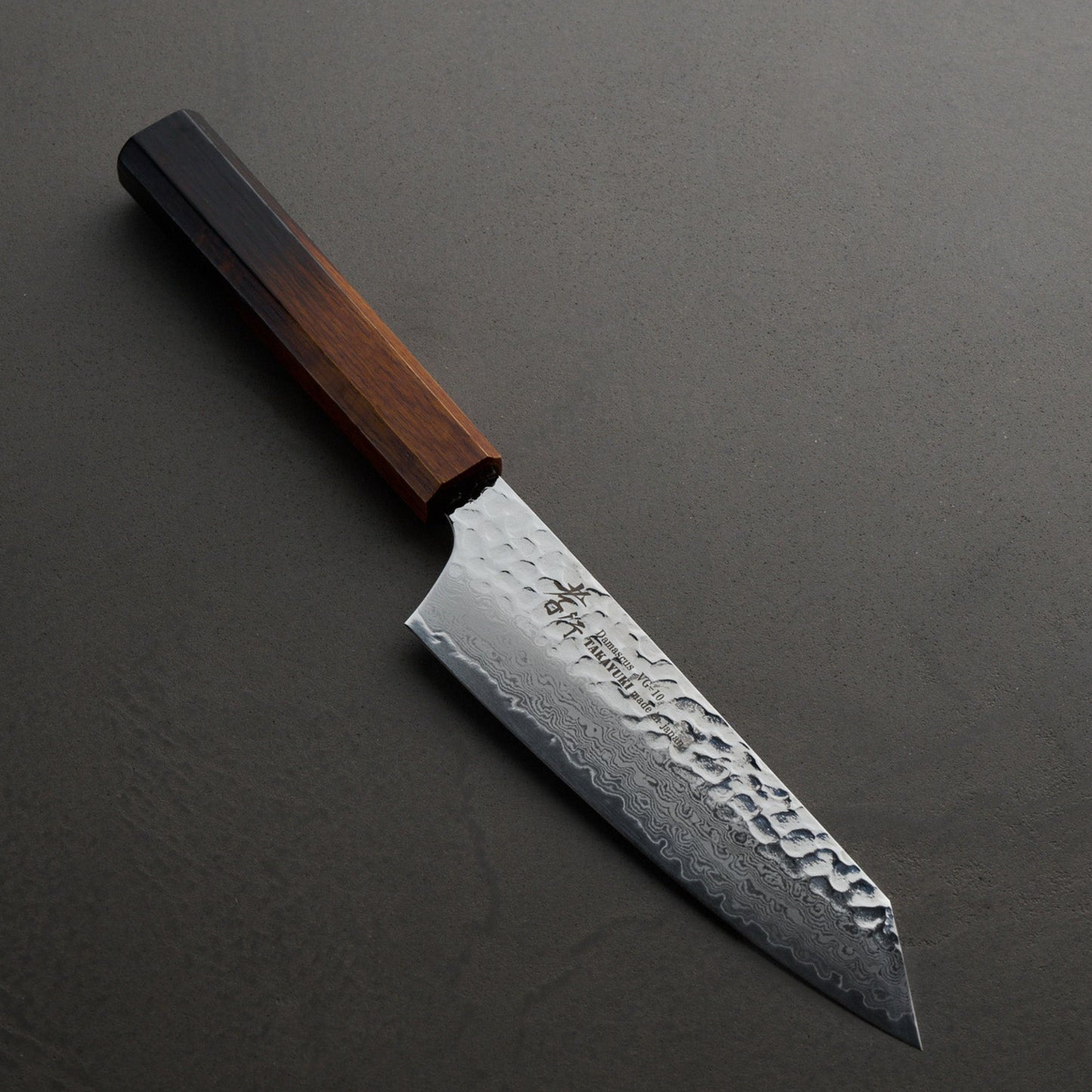 堺孝行｜33層ダマスカス樫漆｜剣型三徳包丁｜160mm｜焼漆莉