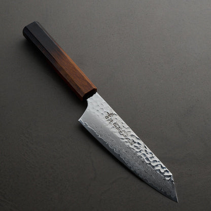 堺孝行｜33層ダマスカス樫漆｜剣型三徳包丁｜160mm｜焼漆莉