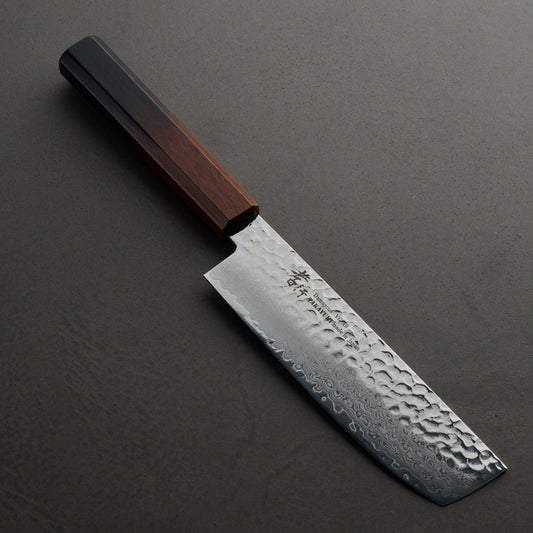Sakai Takayuki | 33-layer Damascus Oak Lacquer | Japanese Vegetable Knife | 160mm | Burnt Lacquer