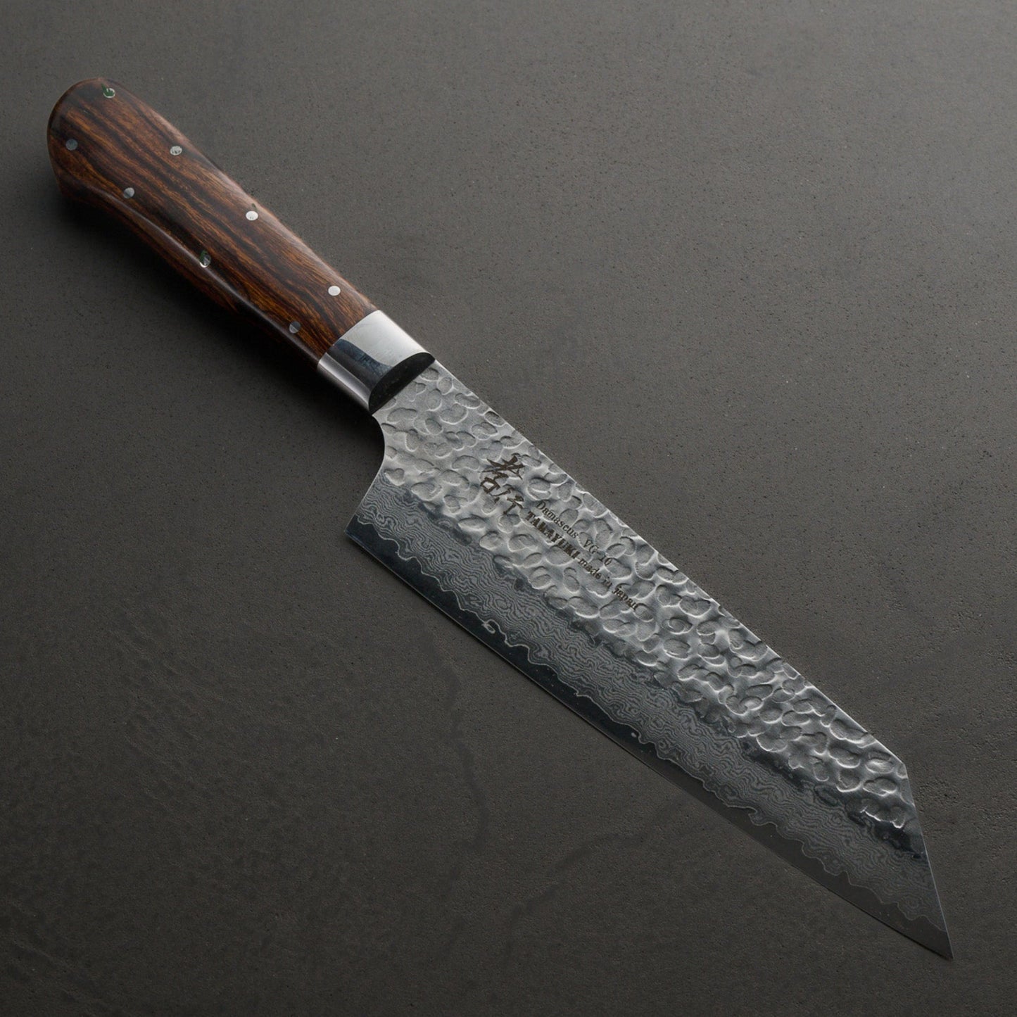 Takayuki Sakai | 33-Layer Hammered Damascus Sugihara Model | Sword-Shaped Chef's Knife | 190mm | Desert Ironwood