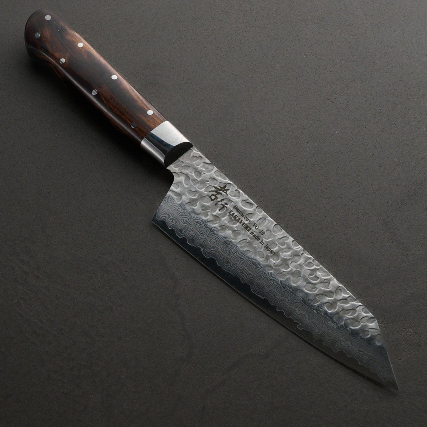 堺孝行｜33層槌目ダマスカス杉原モデル｜剣型三徳包丁｜160mm｜デザートアイアンウッド