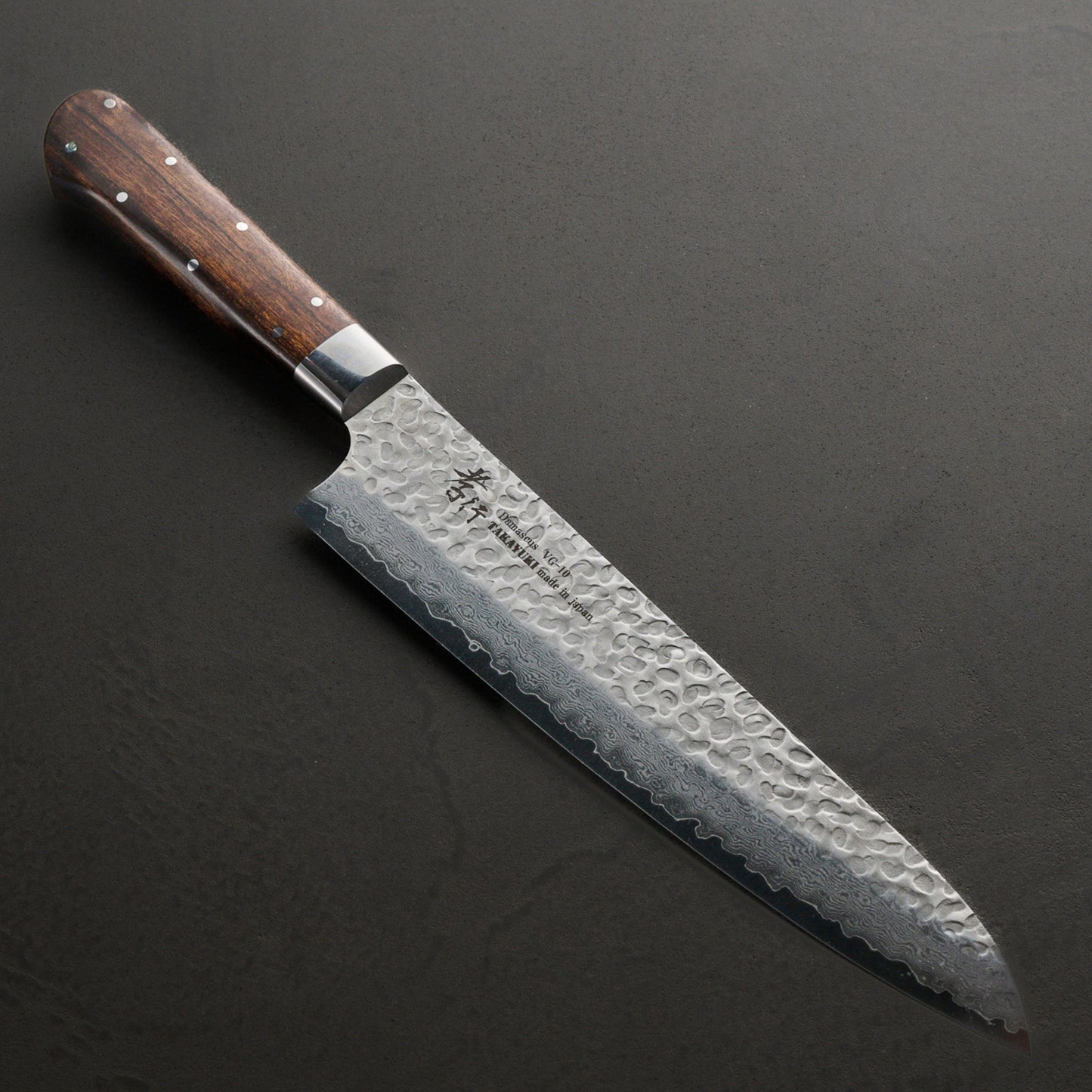 Takayuki Sakai | 33-Layer Hammered Damascus Sugihara Model | Gyuto | 240mm | Desert Ironwood