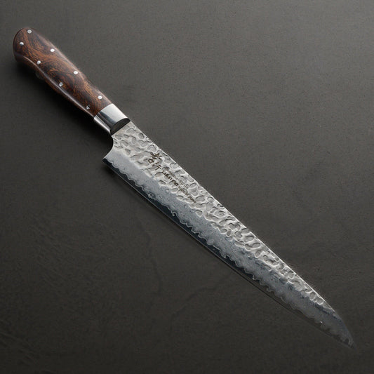 Sakai Takayuki | 33-Layer Hammered Damascus Sugihara Model | Sujihiki Knife | 240mm | Desert Ironwood
