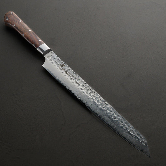 Sakai Takayuki | 33-Layer Hammered Damascus Sugihara Model | Sword-Shaped Yanagiba Knife | 270mm | Desert Ironwood