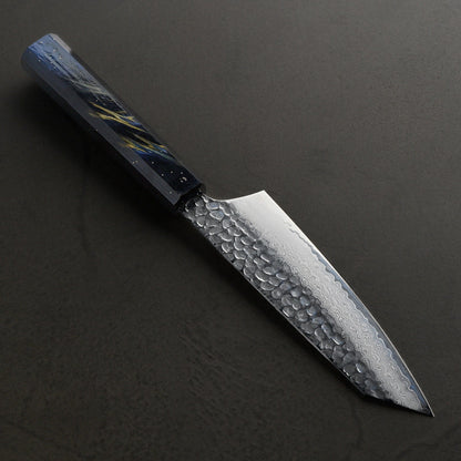 堺孝行｜33層ダマスカス樫漆｜剣型三徳包丁｜160mm｜彩石