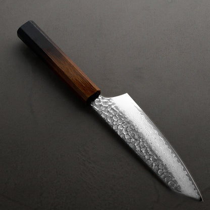 堺孝行｜33層ダマスカス樫漆｜剣型三徳包丁｜160mm｜焼漆莉