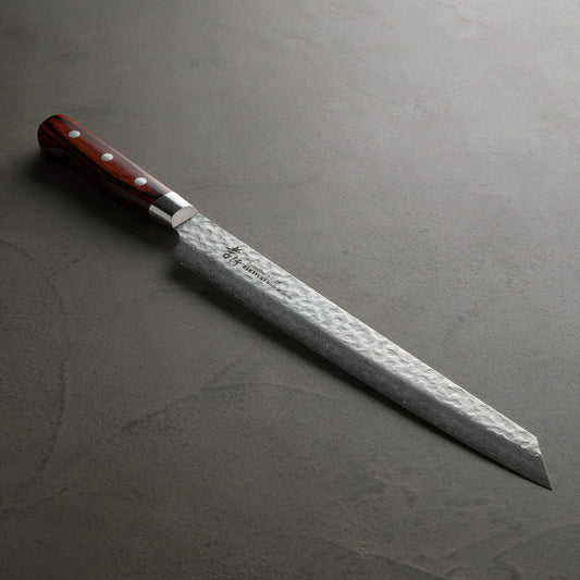 Sakai Takayuki | 33-Layer Hammered Damascus | Sword-Shaped Yanagiba Knife | 270mm | Mahogany
