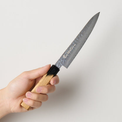 堺孝行｜33層ダマスカス樫漆｜和ペテ｜150mm｜黒伸
