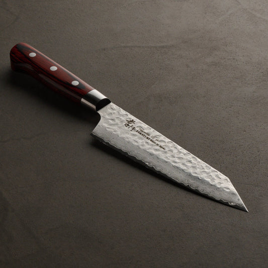 Sakai Takayuki | 33-layer hammered Damascus | Sword-shaped Santoku | 160mm | Mahogany