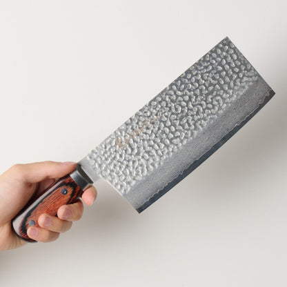 Sakai Takayuki | 33-Layer Hammered Damascus | Chinese Knife | 195mm | Mahogany