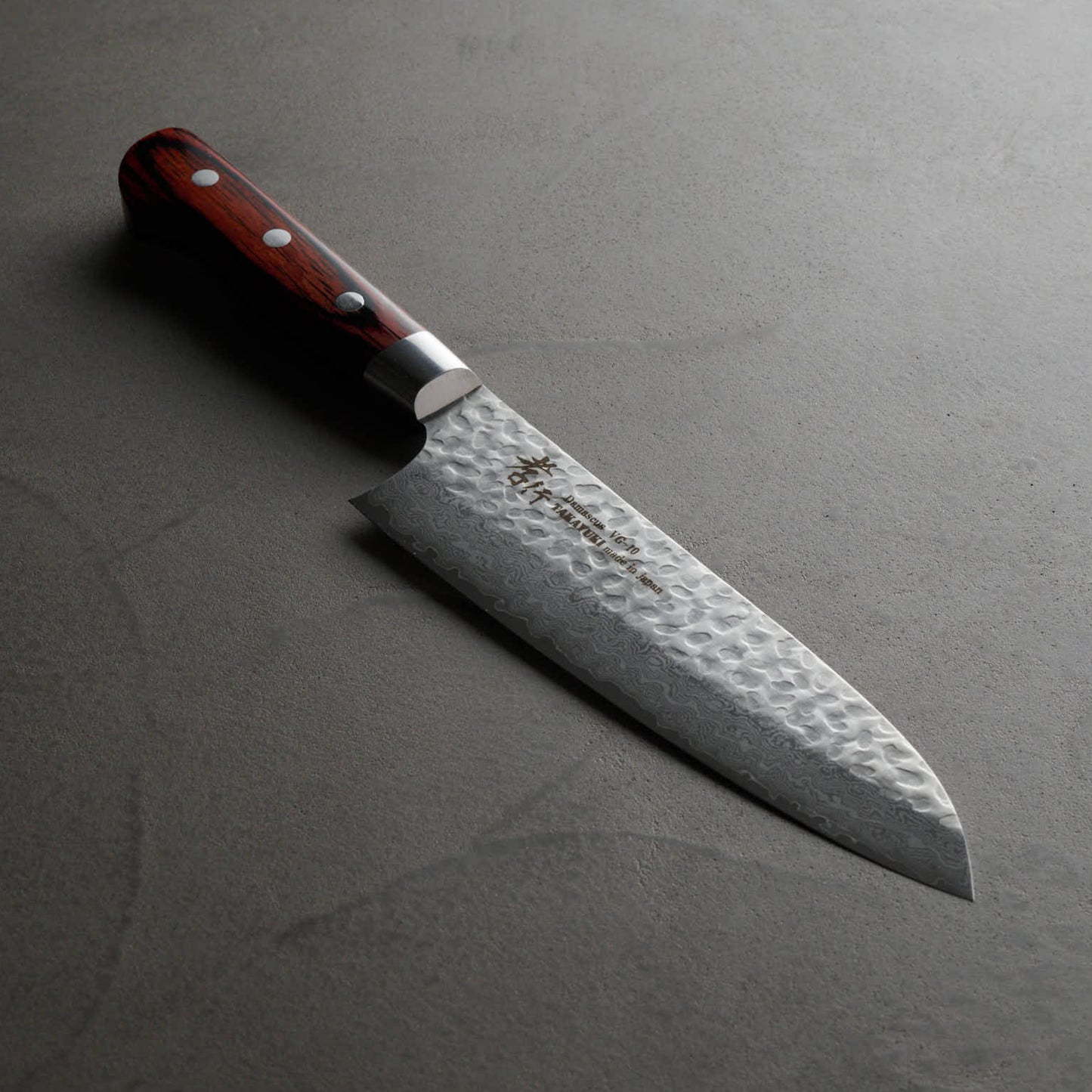 堺孝行｜33層槌目ダマスカス｜三徳包丁｜180mm｜マホガニ