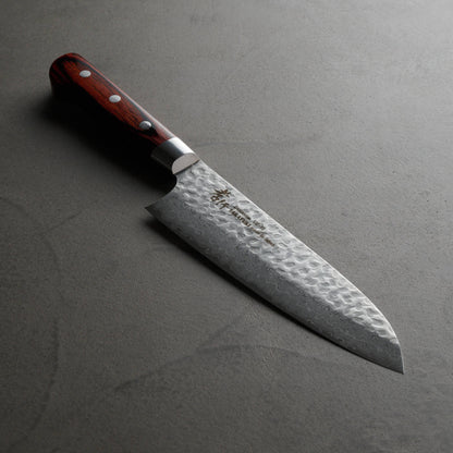 堺孝行｜33層槌目ダマスカス｜三徳包丁｜180mm｜マホガニ