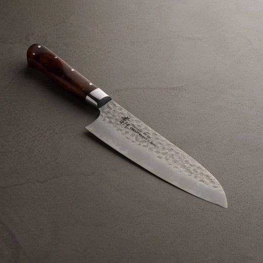Sakai Takayuki | 33-Layer Hammered Damascus Sugihara Model | Santoku Knife | 180mm | Desert Ironwood