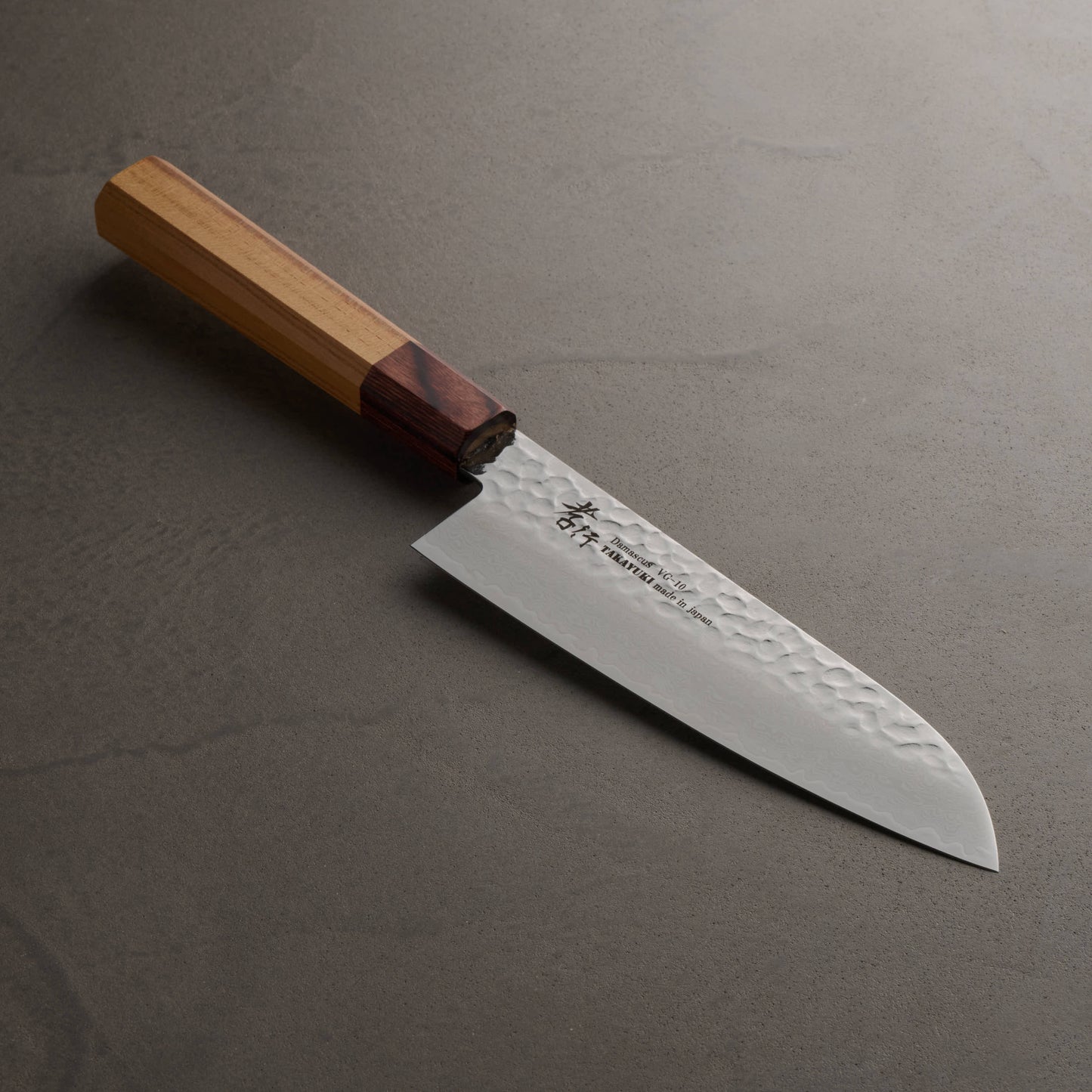 Sakai Takayuki | 33-Layer Hammered Damascus Japanese Style | Japanese Santoku Knife | 170mm | Zelkova